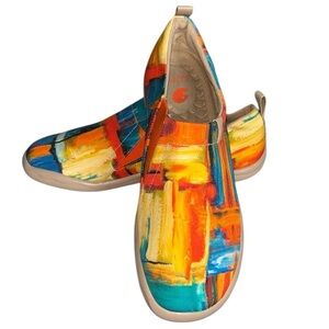 UIN Men’s Toledo Travel Color Zone Art Painted Slip On Canvas Sneakers 10.5